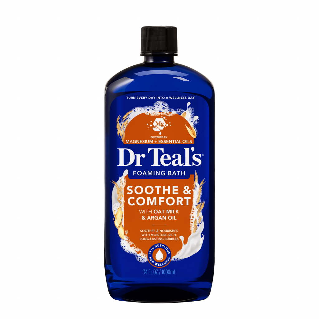 sooth & comfort with oak milk & argan oil foaming bath bottle