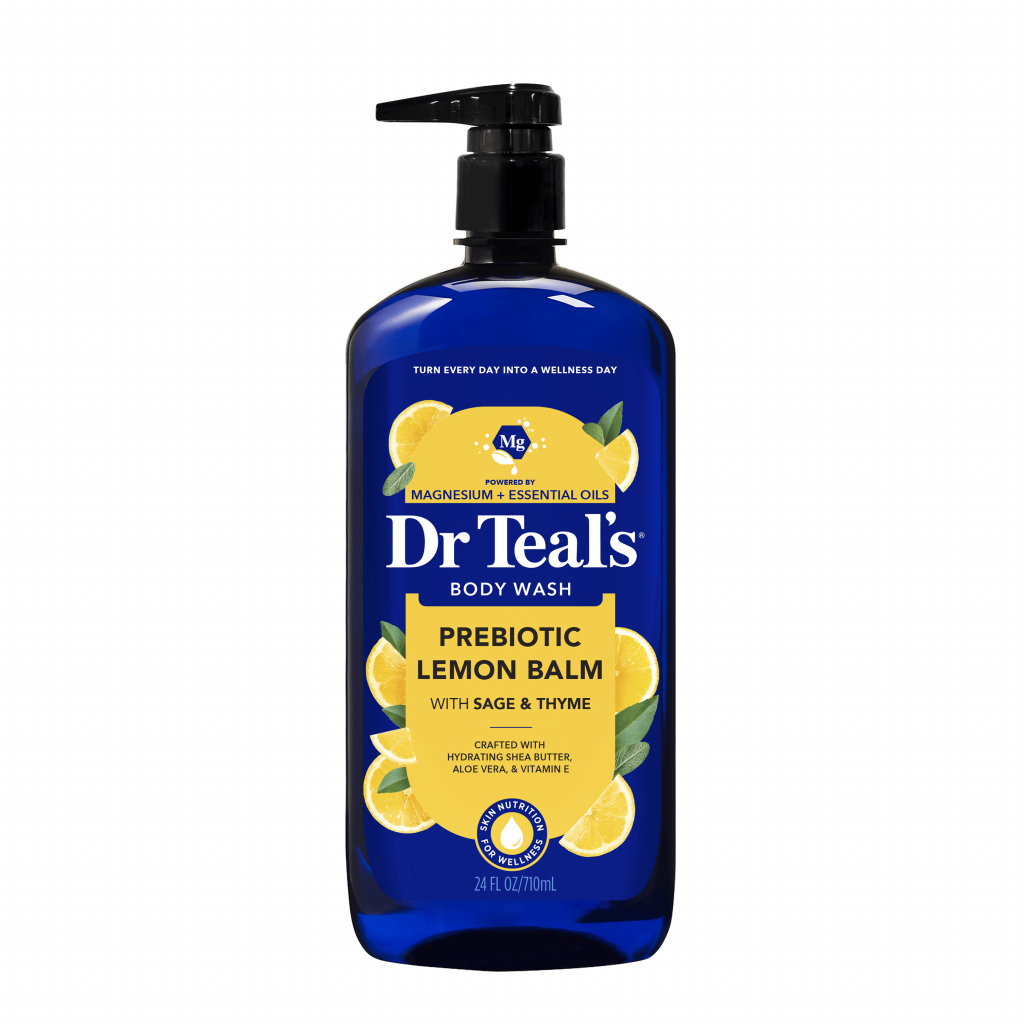 prebiotic lemon balm with sage & thyme body wash pump bottle