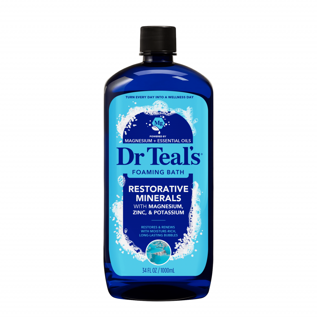 restorative minerals with magnesium, zinc, & potassium foaming bath bottle