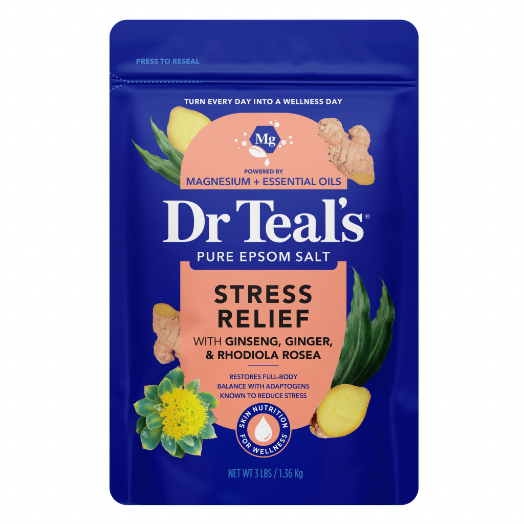 stress relief with ginseng, ginger, & rhodiola rosea pure epsom salt 3 lb resealable bag