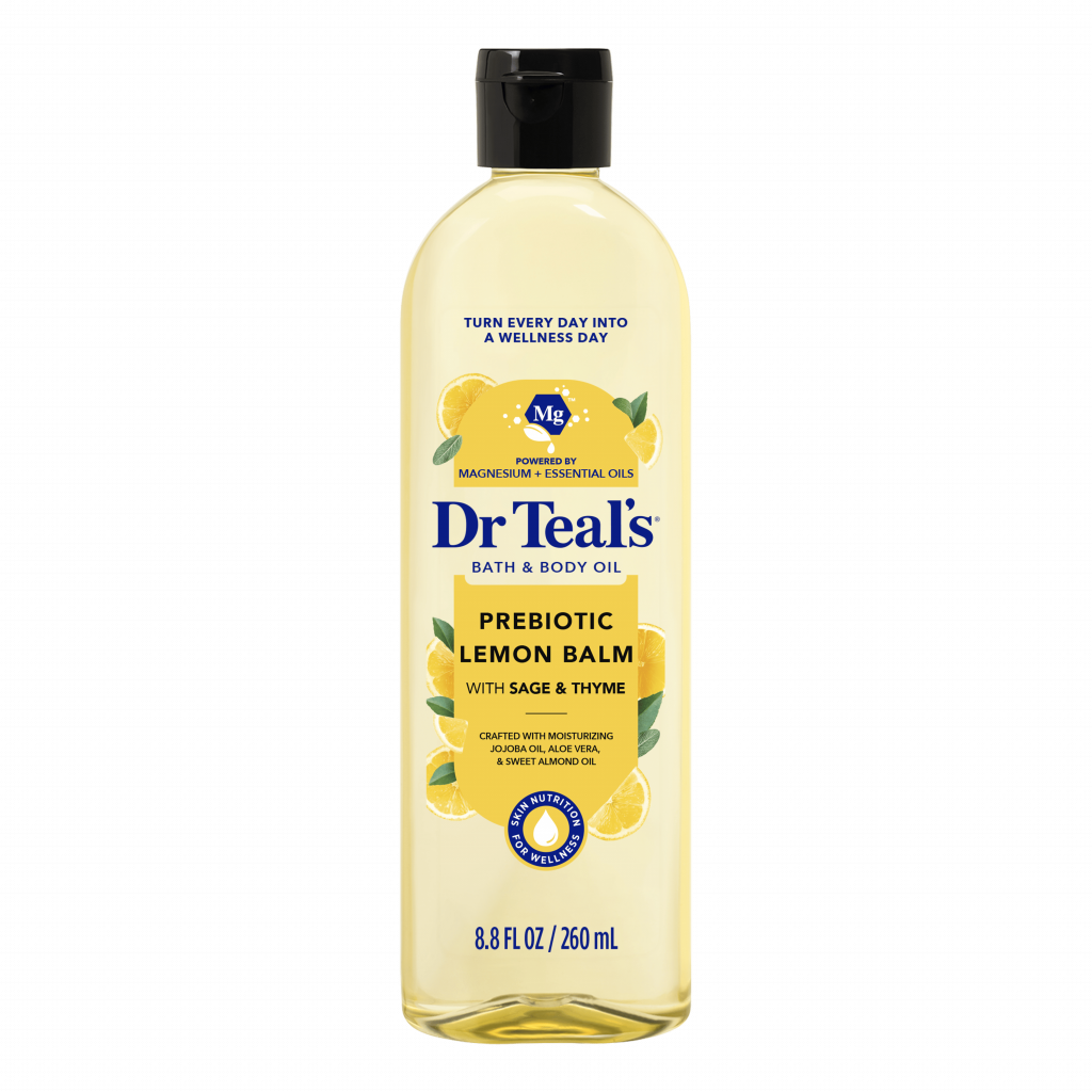 prebiotic lemon balm with sage & thyme bath & body oil 8.8 fl oz bottle