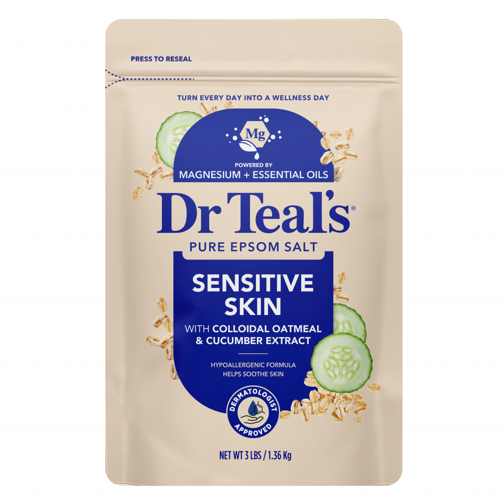 sensitive skin with colloidal oatmeal & cucumber extract pure epsom salt 3 lb resealable bag