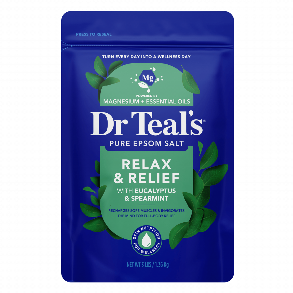 relax & relief with eucalyptus & spearmint pure epsom salt soaking solution 3 lb resealable bag