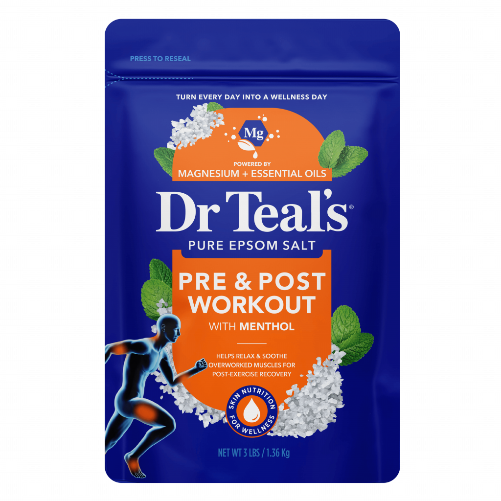 pre & post workout with menthol pure epsom salt 3 lb resealable bag