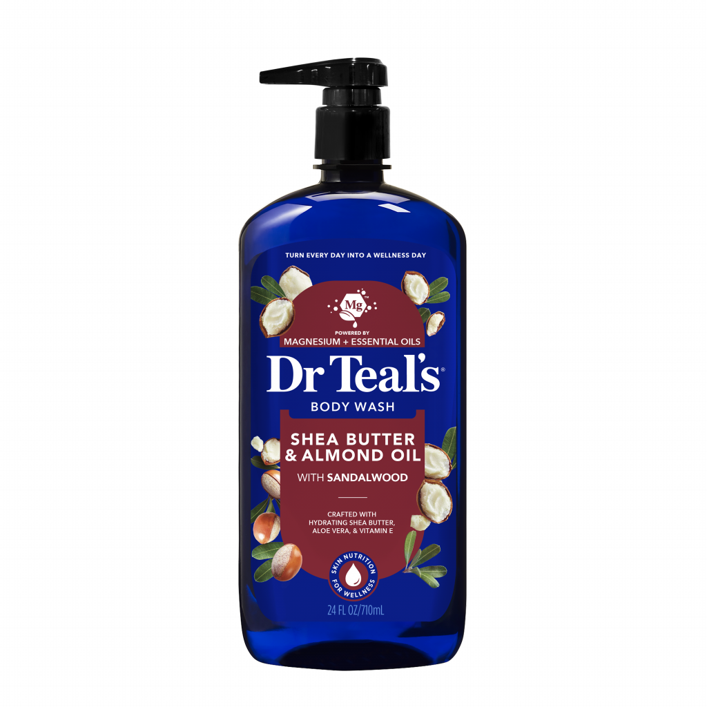 shea butter & almond oil with sandalwood body wash pump bottle